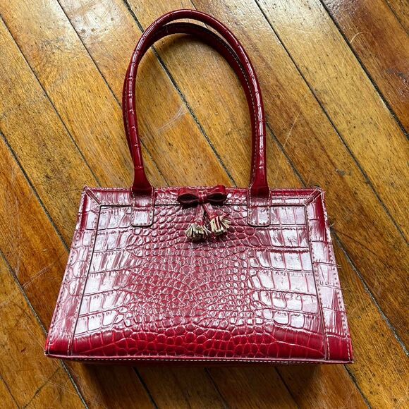 Liz Claiborne Bag Women's Red Patent Leather Crocodile - Picture 1 of 7